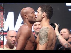 nubianbrothaz:  The sacred UFC fighters’ “kiss” .  This is red-hot!   