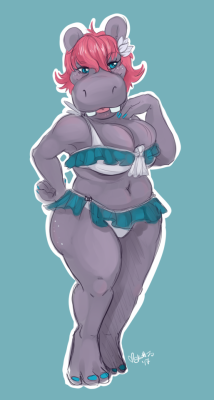 I drew my hippo girl again, this time in one of her favorite bikinis! :D
