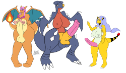 her are 3 of my favorite pokemon i desided to upgrade, i’ll be drawing more in the future