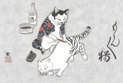 catsuggest: egelantier: kazuaki horitomo’s tattooed cats.  :3 