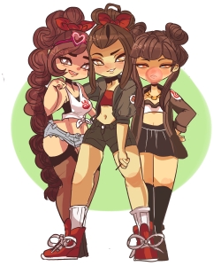 tentacuddles:  mskneesocks:  modernish firenation girl gang because i love themthanks for joining me in the stream!! ; w; &lt;3  THIS IS EVERYTHING I WANTED