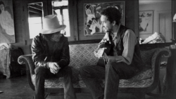 bobdylan-n-jonimitchell:  George Harrison and Bob Dylan, Woodstock, NY, November 1968.