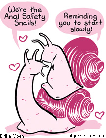 theredheadbedhead:  Love the Anal Safety Snails!! Go slow &amp; lots of lube ;-)  