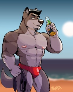 yamasmut:  Hunkyama after a long, hot, day at the beach. Showing off his new chiseled physique after this season’s cut. 
