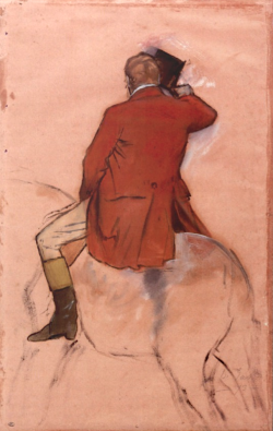 thenewloverofbeauty:  Edgar Degas:  Rider in a red coat  (1868)
