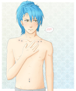 wrenchdolt:  "I can't believe you talked me into this... " Emily and I have talked a bunch about Noiz convincing his boyfriend to get piercings 