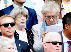 dontbesodroopy:Maggie Smith and Ian McKellen attend Wimbledon. Also known as McGonagall and Gandalf watch some tennis (12th July, 2017)