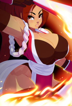 tovio-rogers:  kof girls this month on patreon. starting with mai shiranui~ feel free to drop your “oh mai” and “mai goodness” puns bellow.   O oO &lt;3 &lt;3 &lt;3
