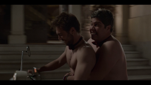 fat-male-celebrities:      Carlos Cuevas with a cute chubby guy in the Spanish series “Merlí”  