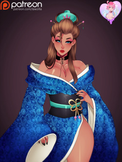 Finished Subdraw #26: Kimono Solitaria!Hi-Res   Nude versions in Patreon!