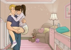 dreamiedaddy:  A Daddy should pick up his baby girl and hold her like a delicate little flower. As her little side needs that tender care sometimes. To have her Daddy hold her just like in this picture. With his hand on her padded bottom holding her up.