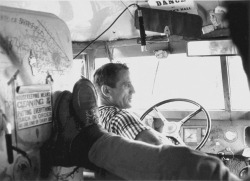 mpdrolet:  Neal Cassady driving the Merry Pranksters Bus, 1964 Allen Ginsberg  Sometimes I feel like Neal Cassady, especially after more than a few drinks.
