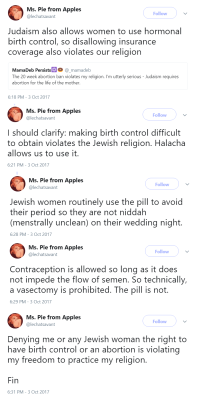 jewish-suggestion:A Jewish perspective on reproductive justice and birth control access from twitter user @lechatsavant.