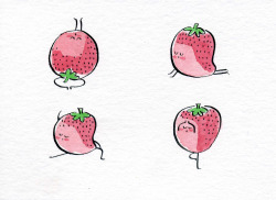 martaprior:  Strawberries doing yoga. 