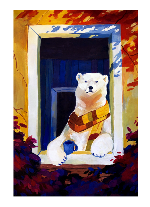 classic-draws:Got a gouache set for xmas so here’s a funky lil polar bear