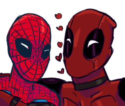 void-bee:  spiderman, deadpool, and spideypool doodles (deciding on tan an pale petey) 