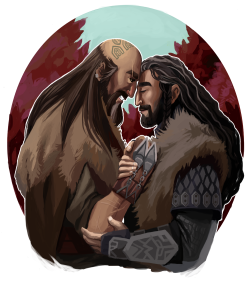 spesiria:   Not nearly enough Dwalin/Thorin art on this site, I SHALL FIX THIS PROBLEM. These guys are great, OK. Canonically they’re the best of besties: Dwalin is super loyal and Thorin trusts him like no other. They got this “always loyal to and