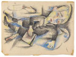 thunderstruck9:  Carry Hauser (Austrian, 1895-1985), Der ertrunkene Knabe [The drowned boy], 1922. Coloured pencil and coloured chalk on paper, 37 x 49.5 cm.