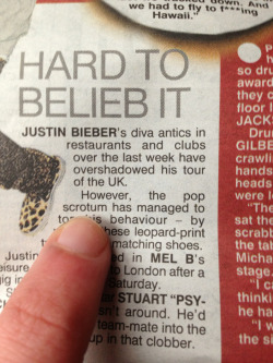 stephensbeard1993:  The Irish media just called Justin beiber a scrotum   Pop scrotum