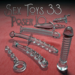Calling all RumenD fans! We’ve got a new one in store for ya!  	The product contains 7 high-poly glass dildo models which represent real-life objects.  	All of the dimensions correspond to the real-life objects. Works with Poser 10 ! You can also get