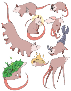 aureopeach: our DnD session has a ship overrun with mutated oppossums so I thought I’d draw a few of our mutated boys!!