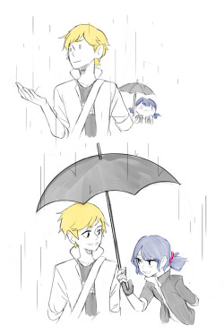 thereadables:  Thanks for the umbrella. Adrien &amp; Marinette | Miraculous Ladybug 