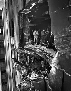 Damage to the Empire State Building from a Plane Collision, 1945.
