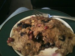 Blueberry pomegranite pancakes with real west virginia maple syrup :)