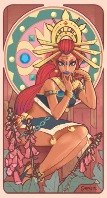 sabtastique:Finished my Art Nouveau-styled Chief Riju just in time for Calgary Expo! *passes out forever*You can order a print here:https://society6.com/sabtastic/prints?show=new