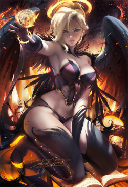 sakimichan:  Happy October ! Inspired by my favorite Witch Mercy skin. Halloween angel mercy ~ was fun to work on! nudie,PSD 3-4k HD jpg,steps, etc&gt;https://www.patreon.com/posts/14790351   