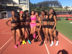 proteinpills:  brownglucose:  invertedgemini:  xliyxh98:  for black out day we’ve seen African American :  dancers   teachers  doctors  students  Etc  but can we give a round of applause for all these beautiful chocolate Track Runners 😍  God do