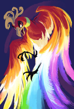 bedupolker:  30 minute doodle, break from finals x.x I always thought it would’ve been cool if Ho-Oh lived up to it’s “Rainbow” theme (It kinda does in the anime buuuut) 