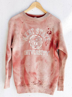 rydenarmani:  micdotcom:  Urban Outfitters, what the hell were you thinking?   This “vintage” Kent State University sweatshirt briefly went on sale Sunday night at Urban Outfitters for just 贡.  To the amateur fashionista, this may look like a