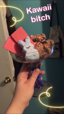 Not omo but look at this cute ice cream creation I made! X3 🍓🍫🍨  (Sorry ignore the caption lol it was Snapchat)