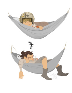 comickergirl:  “…I made myself a hammock when I was just a kid. At first it was huge, and I would feel lost in the middle of it. Now it fits more snugly.” - Rey’s Survival Guide   