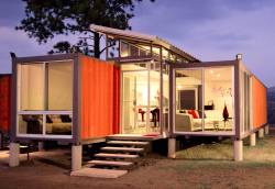 liesintheproles:  Containers of Hopeby Benjamin Garcia Sax I love shipping container houses. This is a beautiful example of a single story home comprised mostly of two offset shipping containers. With the excess skin from the shipping container used for