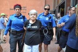 blackladyjeanvaljean:  idelity:  Hedy Epstein, a 90-year-old Holocaust survivor, has been taken into custody by police in Ferguson over her protesting and blocking an entrance to the Nixon building.    a Holocaust survivor spent more time in jail than