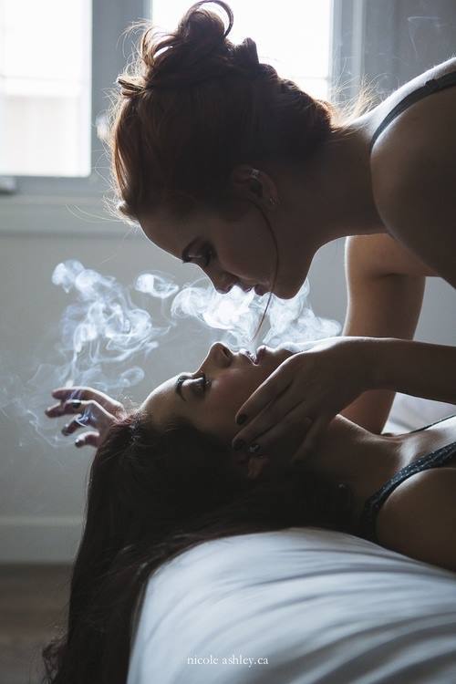 Emo girls smoking cigarettes