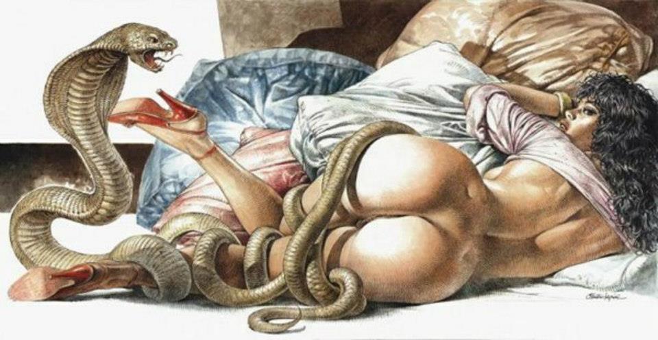 Women having sex with snake