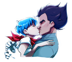 stupidoomdoodles:  this was supposed to be a very serious drawing for the Weâ€™re Just Saiyan community but then I decidedâ€¦noâ€¦vegeta is a fucking assholeâ€¦make him act like some stupid ass angsty teenager who still thinks girls have cooties
