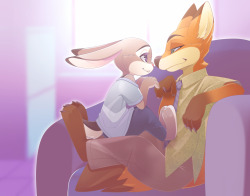 fudge-the-otter:zootopia judy hopps and nick wilde by RUdragon&lt;333