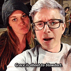 damnthosewords:  BLOWDARTS with @gracehelbig and @mametown! (x)   Grace is great at blowing and aiming that rod&hellip;