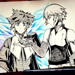 tinybirdfarts:    ♕ Inktober 2017 Day 31: Sora, Riku, Angel Toxicosis (KH x Tales of Symphonia) —And that’s the end of my inktober log for 2017!    ∠( ᐛ 」∠)＿ I really, really wanna thank you guys so much for all the amazing support