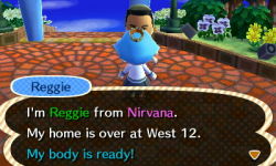 tinycartridge:  Reggie’s leaving his house in your New Leaf town If you have a U.S. copy of Animal Crossing: New Leaf, you’ll receive a visit from Nintendo of America president Reggie Fils-Aime via SpotPass soon. You’ll be able to tour his house in-person