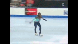 headwrapandcamera:  simchiller:  they outlawed this move just because she was the only woman who could do it.  Surya Bonaly was infamous for (among other things) doing aone blade backflip in the 1998 Olympics, and is the ONLY figure skater who’s ever