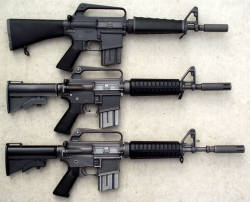 roadxzombie:  mattelrifle:  Colt 607, 609 (XM177E1 late model), and 629 (XM177E2)   Oh god the top one