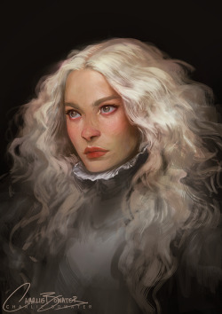 charliebowater:    Not so much a portrait, but rather a nod to Mia Wasikowska in Crimson Peak. Some more lunch break(s) work :)  I looooove painterly styles but my brain was screaming at me the entire time ‘RENDER IT! RENDER IT!!!!’ PS &amp; Cintiq
