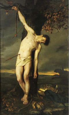 Alcide-Joseph Lorentz (1813-1891). Saint Sebastian, oil on canvas, 249 x 150 cm.