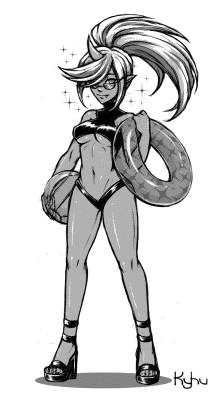 k-y-h-u:  I got Manga Studio and sketched Kneesocks &amp; then I decided to try out toning but I had no idea what I was doing lol (demon girls enjoy the beach too!)   OMG KYHU YOU DREW MY FAV DEMON SISTER!!!! &lt;3 &lt;3 &lt;3 &lt;3kneesocks for the win!