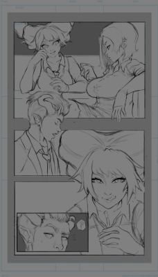 Page 1 -2 of the Raven/Jinx comic is all sketched outnot sure if I should paint it, throw flat colours on it, or just black and white~ :s